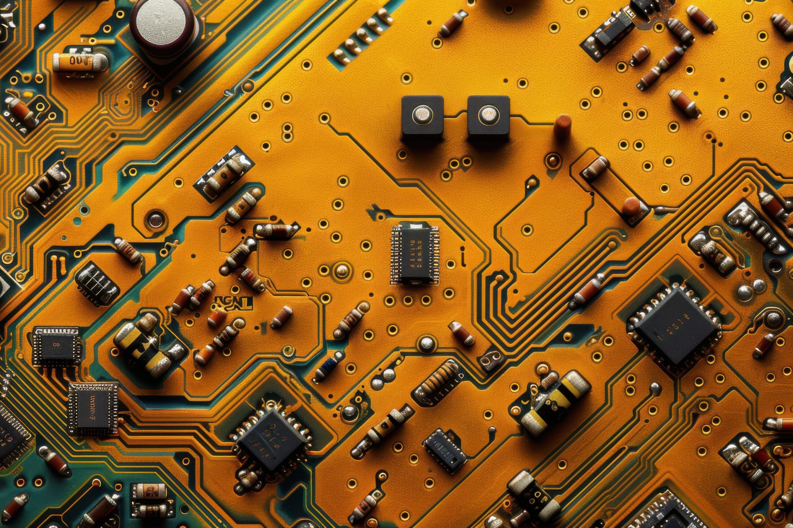 top view of printed circuit board without surface-mount device --ar 16:9 --stylize 250 Job ID: cdbc840d-f086-4c51-abb0-54ae9b29bc9b